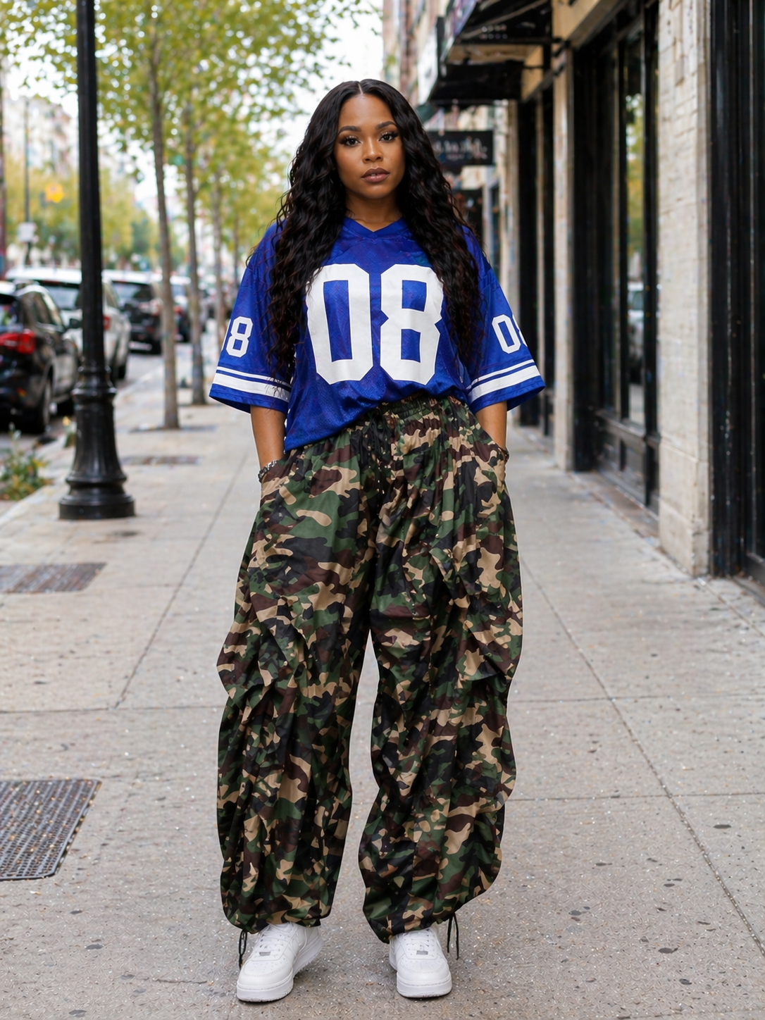 CAMOUFLAGE RUFFLE JOGGERS (Plus Size S- 3X)