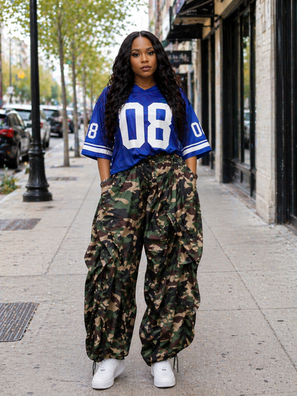 CAMOUFLAGE RUFFLE JOGGERS (Plus Size S- 3X)