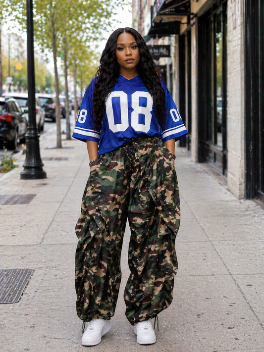 CAMOUFLAGE RUFFLE JOGGERS (Plus Size S- 3X)