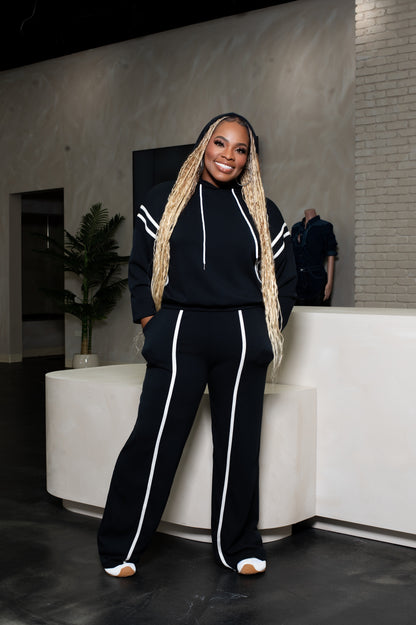 Relaxed Black Hoodie Set