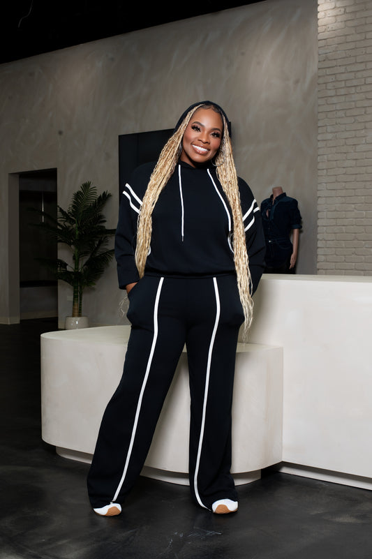 Relaxed Black Hoodie Set