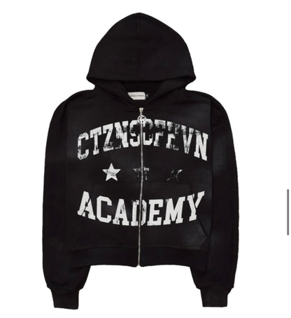 Academy Sun Faded Zip-Up Hoodie (Black)