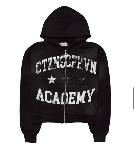 Academy Sun Faded Zip-Up Hoodie (Black)
