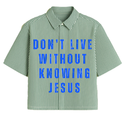 Know Jesus Oversized Stripe Poplin (Blue-Green)