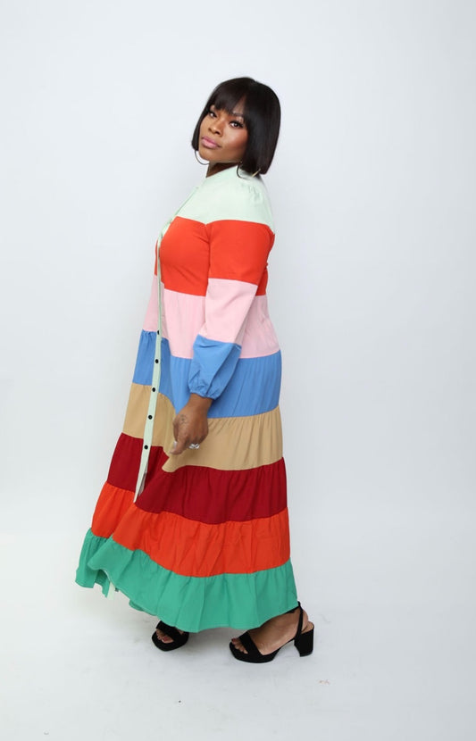 Color Block Maxi Dress