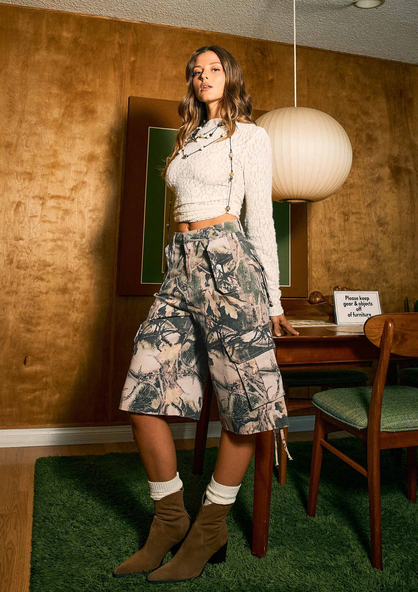 Camo Printed Cargo Jorts