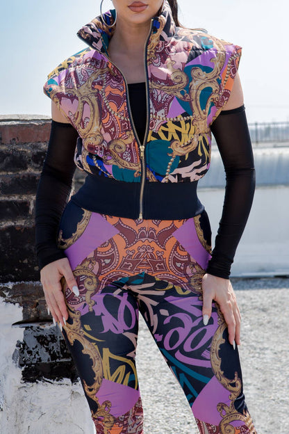 Cropped Puffer Vest Set